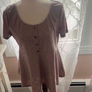 Women's Mauve Eyelet Top